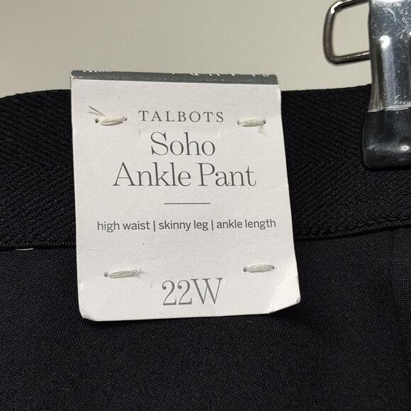 Talbots Soho Ankle Pants Women 22W Black Rayon Stretch Elastic Waist Tapered Leg - Picture 8 of 8